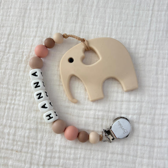 Clip with Elephant Teether | Personalized | Hanna