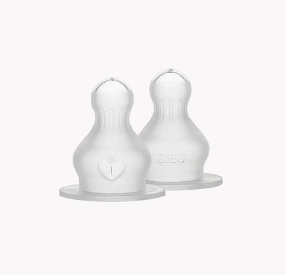 BIBS Bottle Nipple Round Silicone 2 PK Slow-Medium-Fast