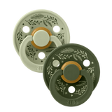 Bibs Pacifier | Holiday Leaf | Sage/Hunter Green | Round Size 1-2