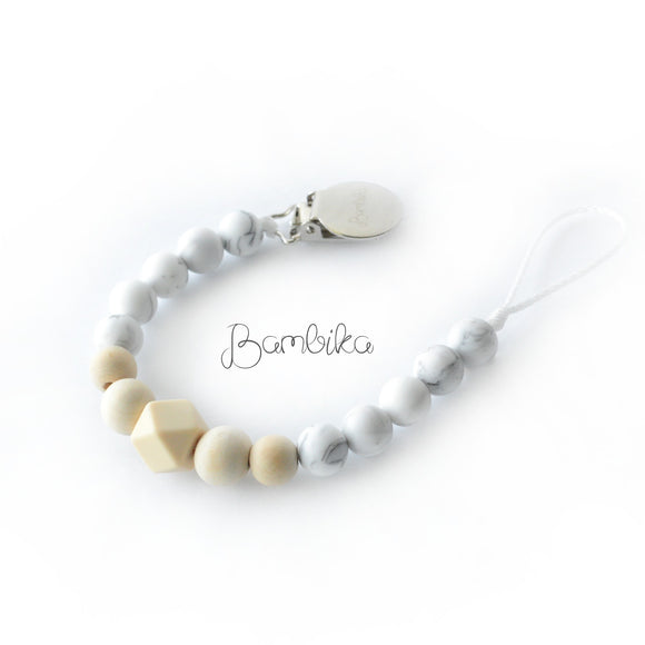 Pacifier Clip | Marble Ivory