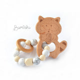 Silicone Ring Rattle | Ivory Marble | Star