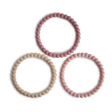 mushie | Pearl Teething Bracelet 3-Pack (Linen/Peony/Pale Pink)