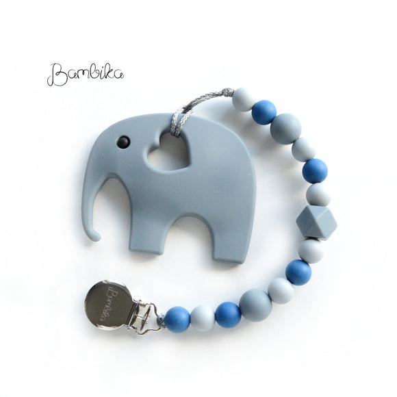 Elephant Teether | Blue-Grey