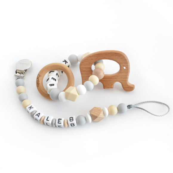 Gift Set | Pacifier Clip/Rattle | Personalized | Kaleb