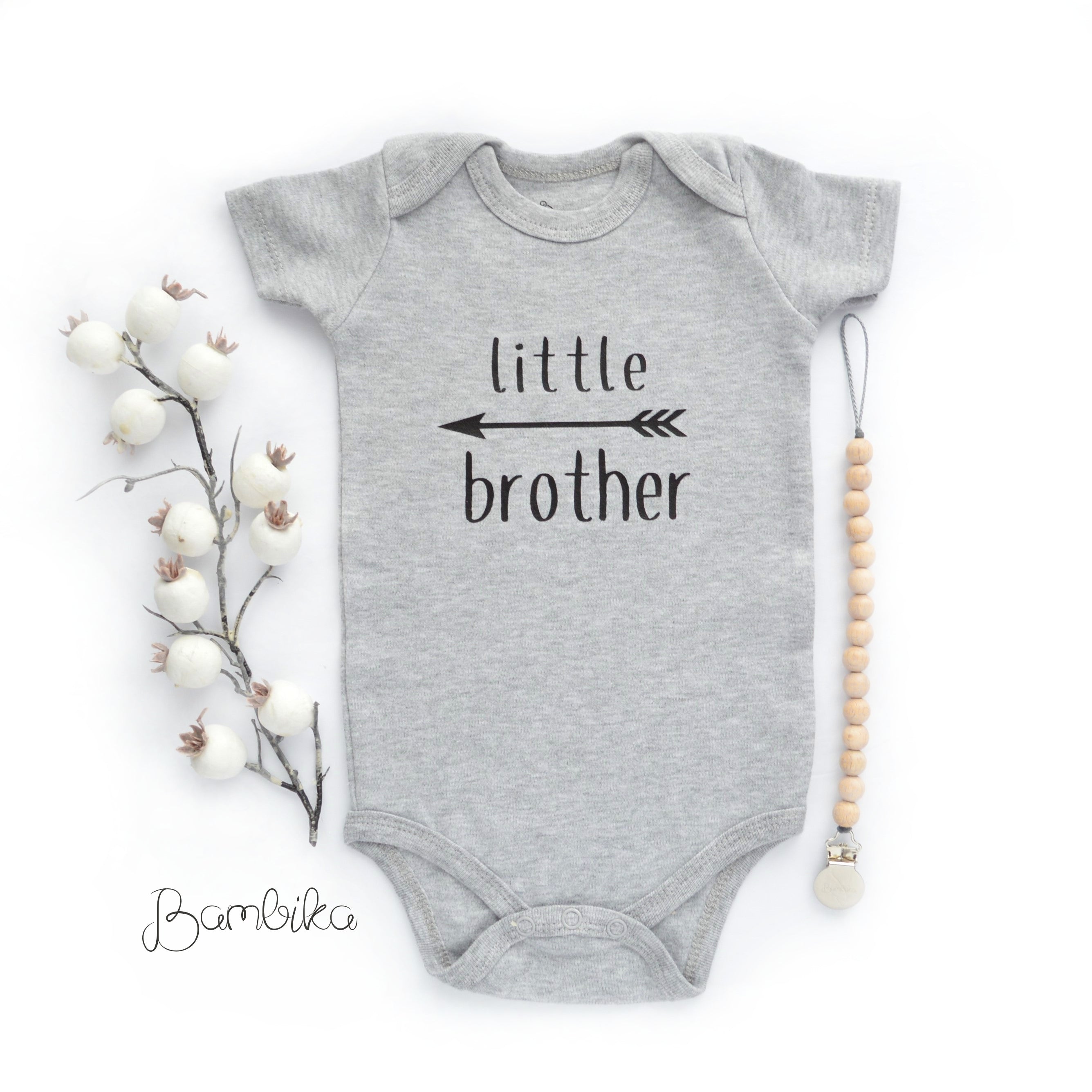 Onesie Little Brother Grey Bambika